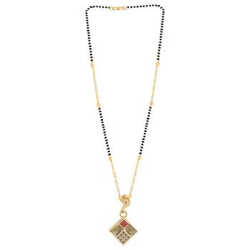 Gold Plated Designer Square Pandent Mangalsutra For Women 3