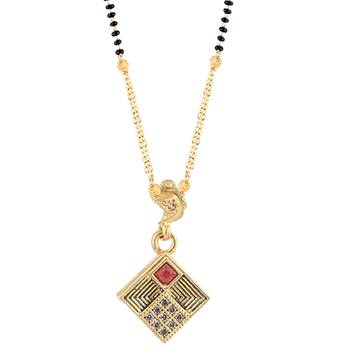 Gold Plated Designer Square Pandent Mangalsutra For Women 4
