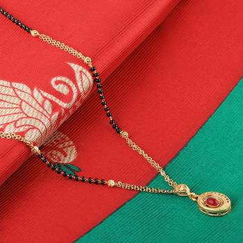 Delicated Oval Shape Pandent Gold Plated Mangalsutra For Women 2