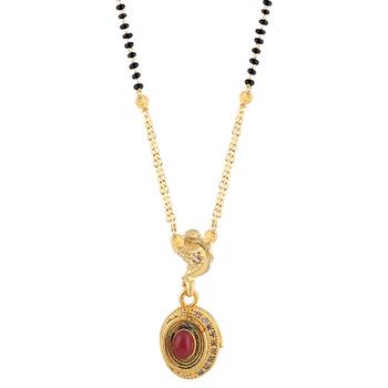 Delicated Oval Shape Pandent Gold Plated Mangalsutra For Women 4
