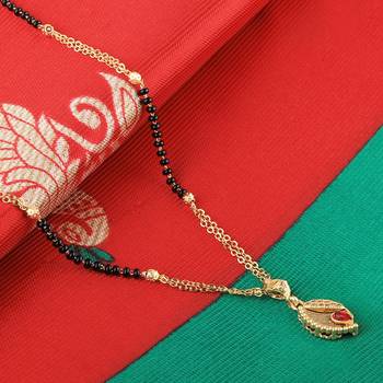 Exclusive Gold Plated Leave Shape Pandent Mangalsutra For Women 2
