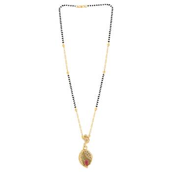 Exclusive Gold Plated Leave Shape Pandent Mangalsutra For Women 3