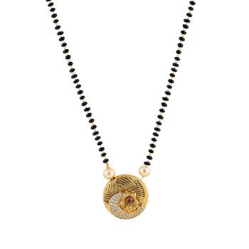 Gold Plated Daliy Wear Round Shape Pandent Mangalsutra For Women 4