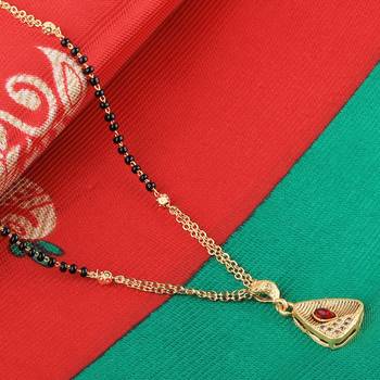 Gold Plated Triangle Shape Pandent Daily Wear Mangalsutra For Women 2