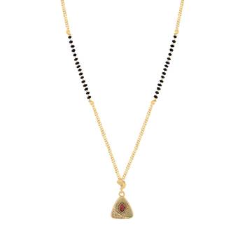 Gold Plated Triangle Shape Pandent Daily Wear Mangalsutra For Women 4
