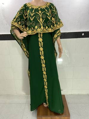 green Georgette aari Work Islamic Kaftan  1