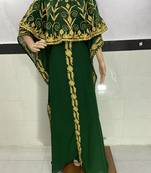 green Georgette aari Work Islamic Kaftan 