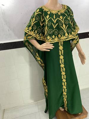 green Georgette aari Work Islamic Kaftan  2