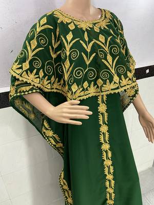 green Georgette aari Work Islamic Kaftan  3