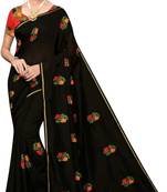 Black printed cotton saree with blouse