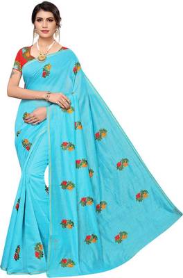 Sky Blue Silk Saree with Blouse 1
