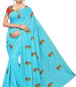 Sky Blue Silk Saree with Blouse