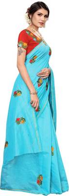 Sky Blue Silk Saree with Blouse 2