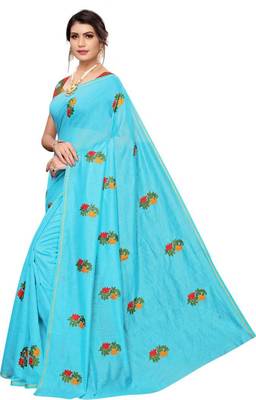 Sky Blue Silk Saree with Blouse 3
