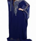 navy blue moroccon jalabiya georgette with zari and stone work kaftan