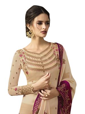 Beige embroidered satin salwar 2