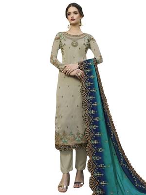 Grey embroidered satin salwar 1