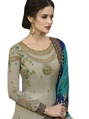 Grey embroidered satin salwar 2