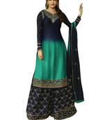 Blue embroidered satin salwar