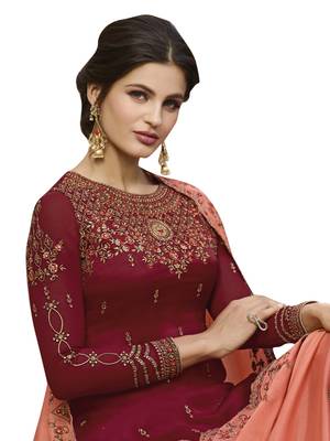 Maroon embroidered satin salwar 3