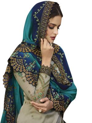 Grey embroidered satin salwar 3