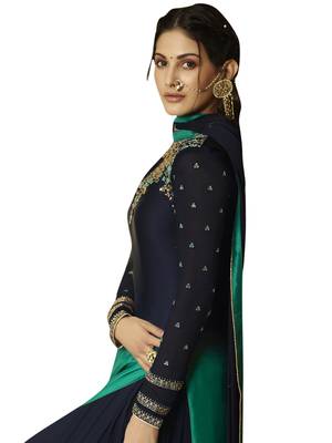 Blue embroidered satin salwar 3
