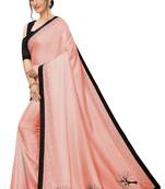 Orange plain art silk saree with blouse