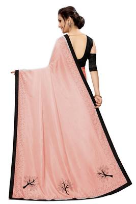 Orange plain art silk saree with blouse 2