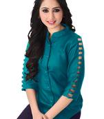 Blue plain viscose rayon tops