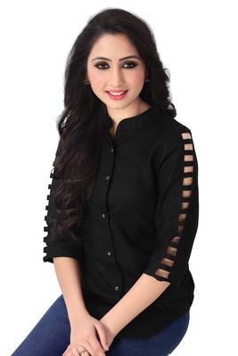 Black plain viscose rayon tops 1
