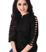 Black plain viscose rayon tops