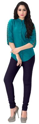 Blue plain viscose rayon tops 2