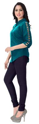Blue plain viscose rayon tops 3