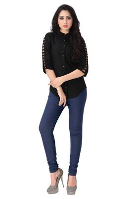 Black plain viscose rayon tops 2