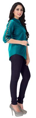 Blue plain viscose rayon tops 4