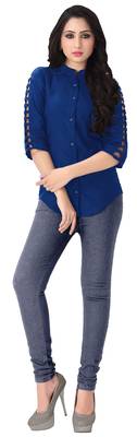 Blue plain viscose rayon tops 2