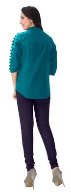 Blue plain viscose rayon tops 5