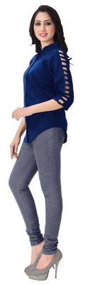 Blue plain viscose rayon tops 3