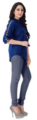 Blue plain viscose rayon tops 4