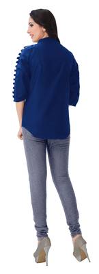 Blue plain viscose rayon tops 5