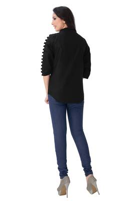 Black plain viscose rayon tops 3
