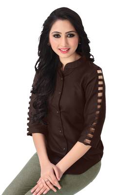 Coffee plain viscose rayon tops 1