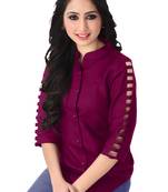 Maroon plain viscose rayon tops