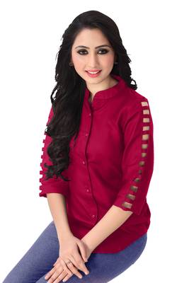 Pink plain viscose rayon tops 1