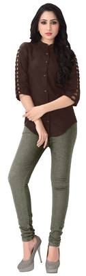 Coffee plain viscose rayon tops 2