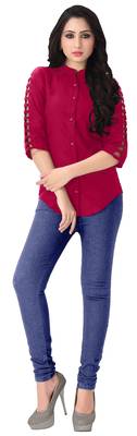 Pink plain viscose rayon tops 2