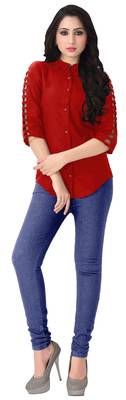 Red plain viscose rayon tops 2