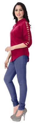 Pink plain viscose rayon tops 3