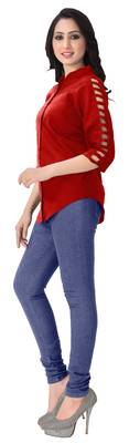Red plain viscose rayon tops 3