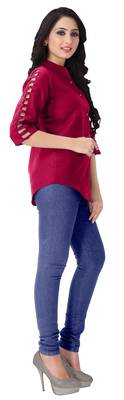 Pink plain viscose rayon tops 4